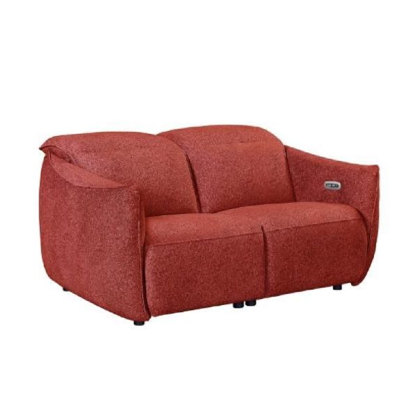 Leiria Fabric Recliner 2 Seater Sofa In Ruby | Bed Sava
