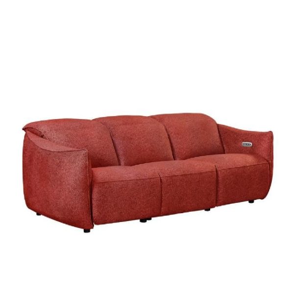 Leiria Fabric Recliner 3 Seater Sofa In Ruby | Bed Sava