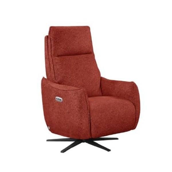 Leiria Fabric Recliner 1 Seater Sofa In Ruby | Bed Sava