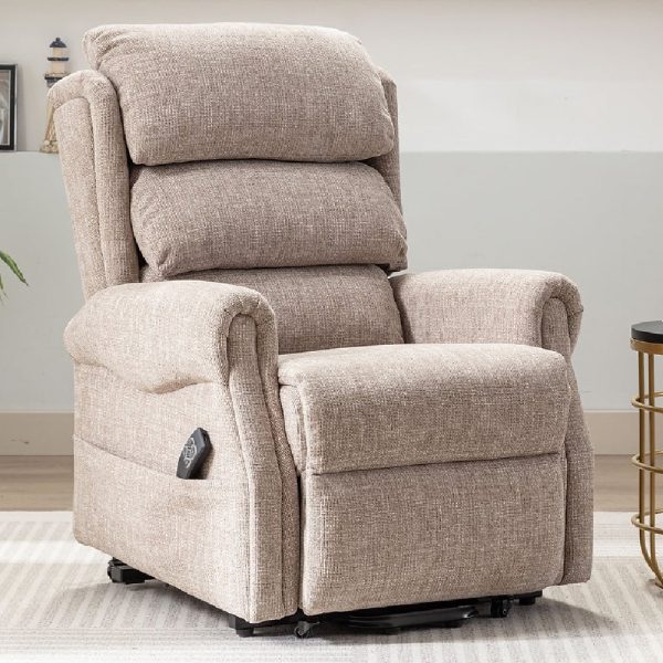 Lenoir Fabric Electric Recliner Chair In Oat | Bed Sava