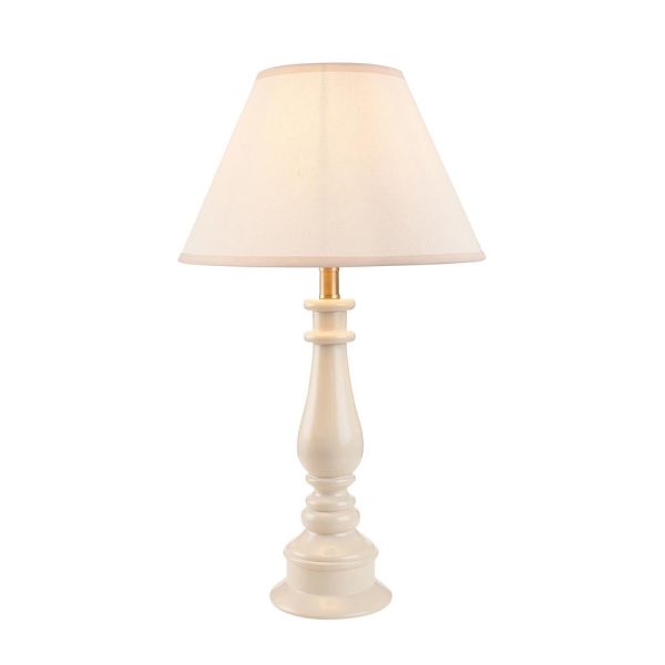 Lenoir White 30cm Shade Resin Table Lamp In Almond White | Bed Sava