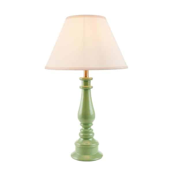 Lenoir White 30cm Shade Resin Table Lamp In Cotswold Green | Bed Sava