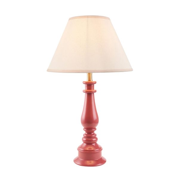 Lenoir White 30cm Shade Resin Table Lamp In Pink Clay | Bed Sava