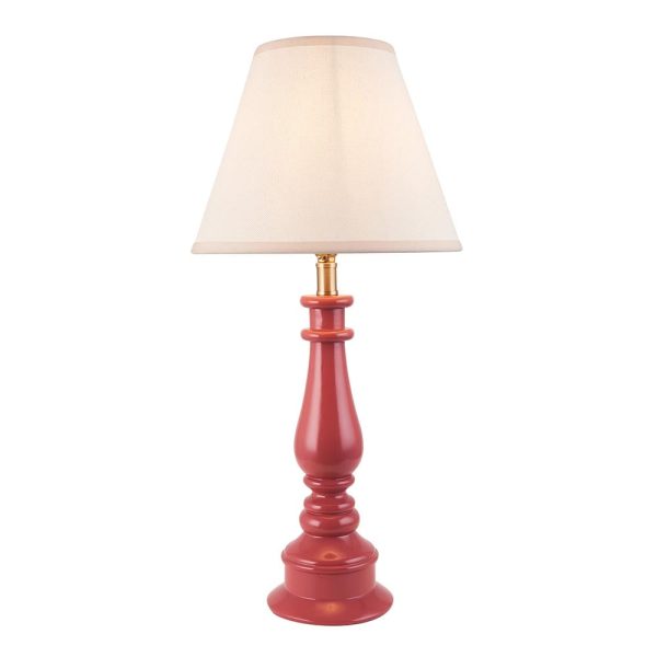 Lenoir White 25cm Shade Resin Table Lamp In Pink Clay | Bed Sava