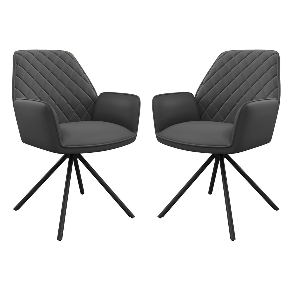 Lenox Grey Faux Leather Dining Chairs In Pair