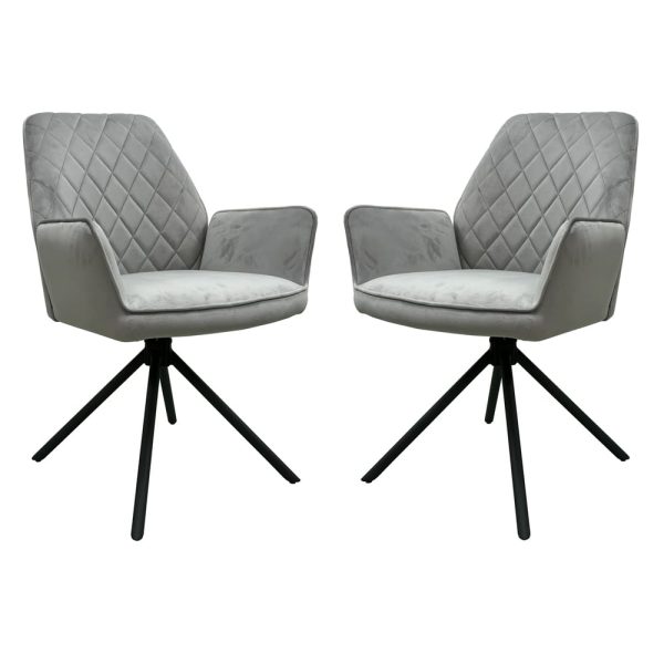 Lenox Light Grey Fabric Dining Chairs In Pair | Bed Sava