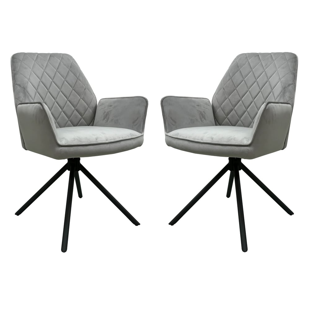 Lenox Light Grey Fabric Dining Chairs In Pair