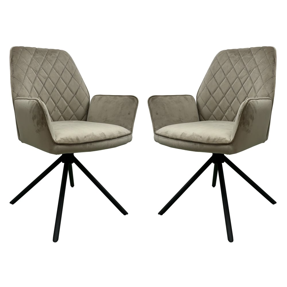 Lenox Mink Fabric Dining Chairs In Pair