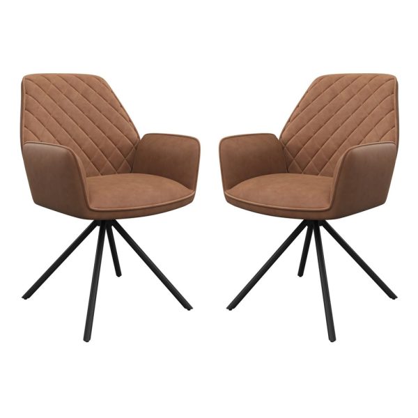 Lenox Tan Faux Leather Dining Chairs In Pair | Bed Sava