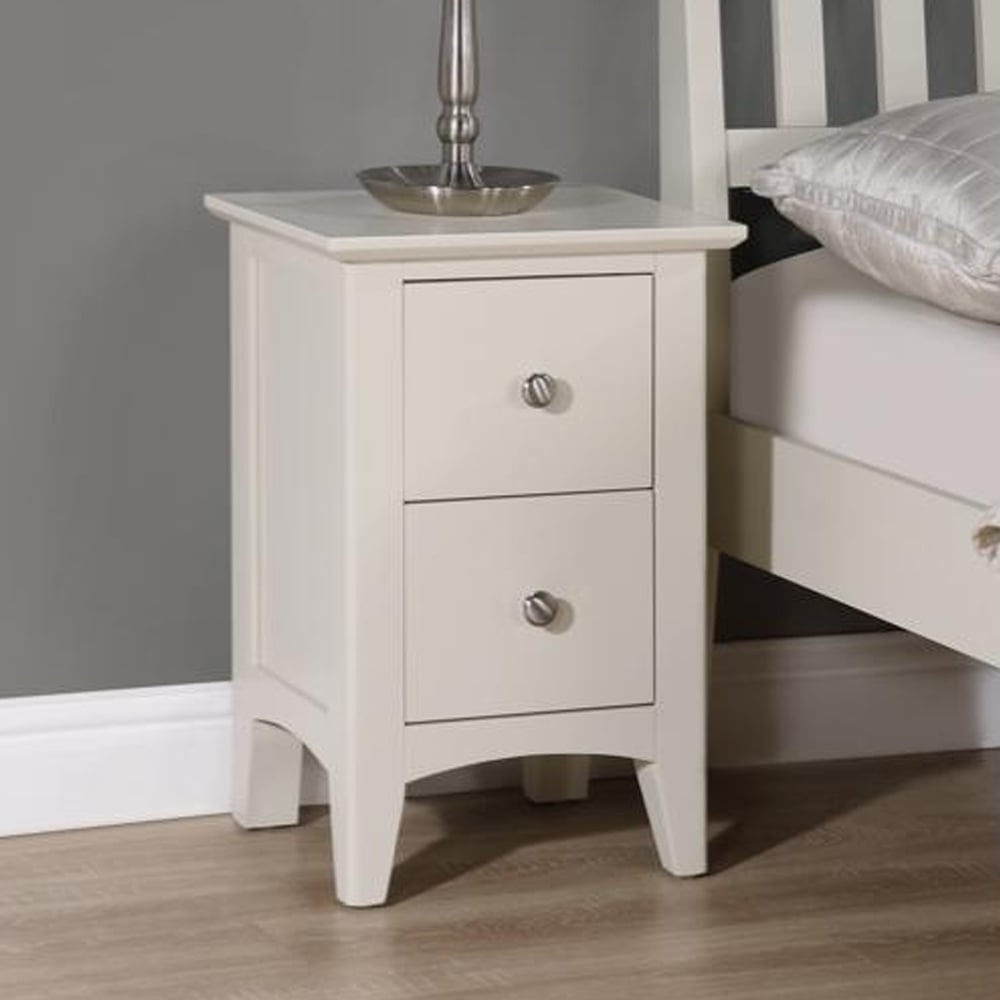 Lenox Wooden Bedside Cabinet With 2 Drawers In Ivory