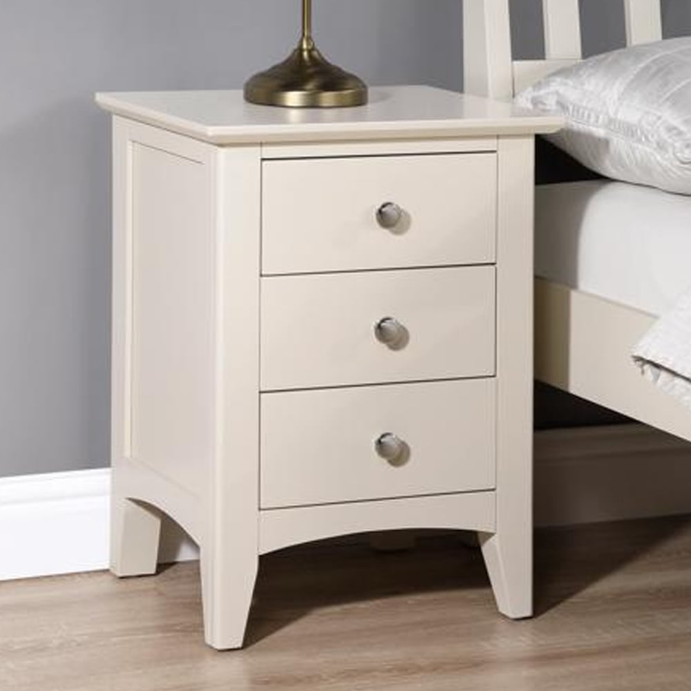 Lenox Wooden Bedside Cabinet With 3 Drawers In Ivory
