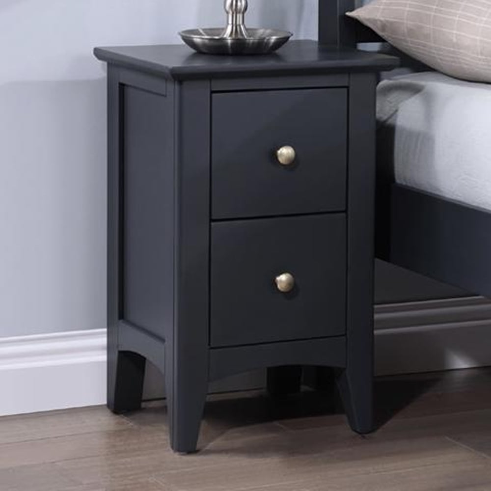 Lenox Wooden Bedside Cabinet With 2 Drawers In Off Black