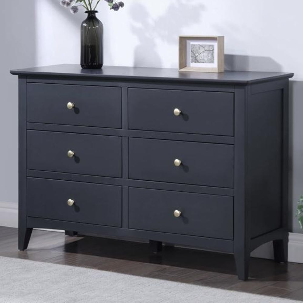 Lenox Wooden Chest Of 6 Drawers In Off Black
