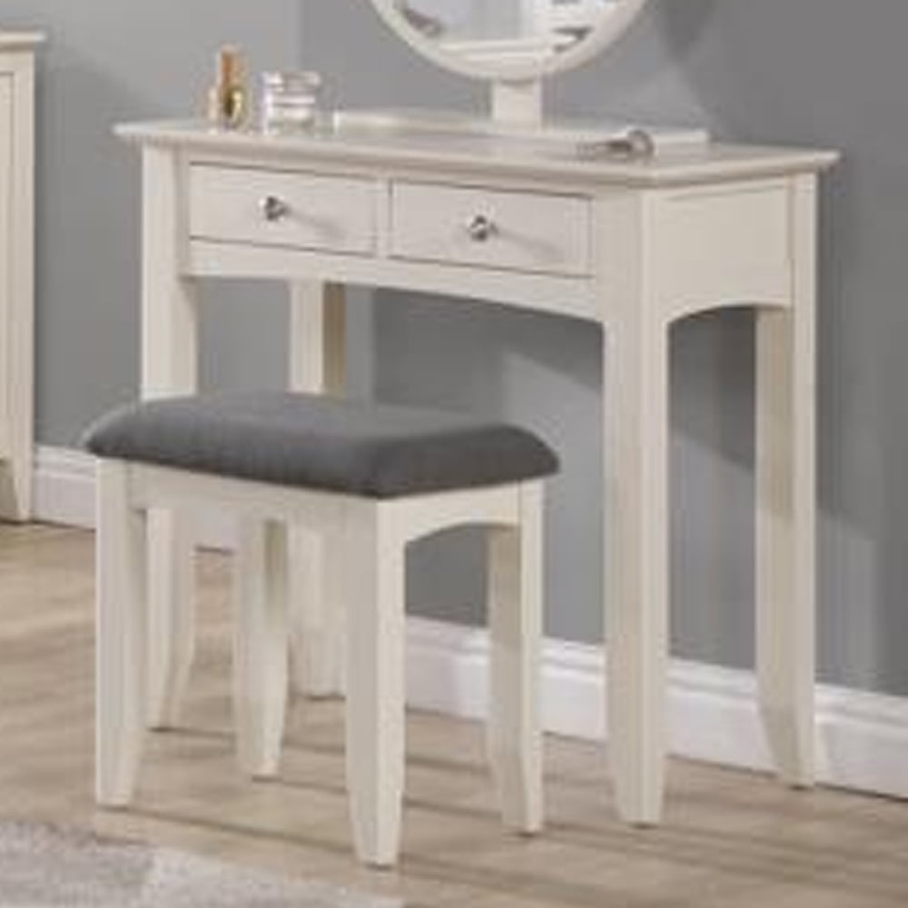 Lenox Wooden Dressing Table With Stool In Ivory