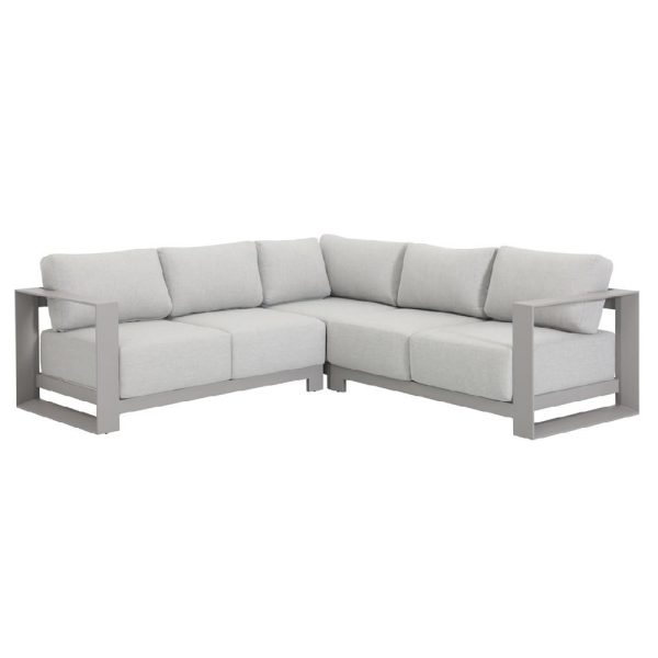 Leonidas Aluminium Garden Corner Sofa With Cushion In Taupe | Bed Sava