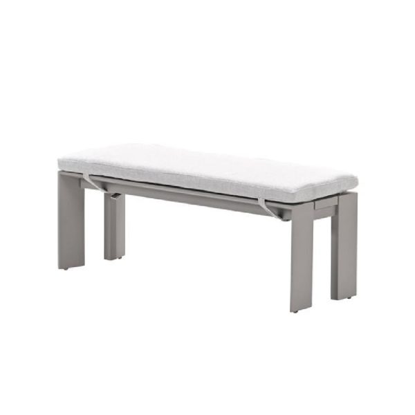 Leonidas Aluminium Garden Seating Bench With Cushion In Taupe | Bed Sava