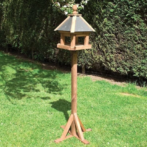 Letchworth Wooden Garden Bird Table In Natural | Bed Sava