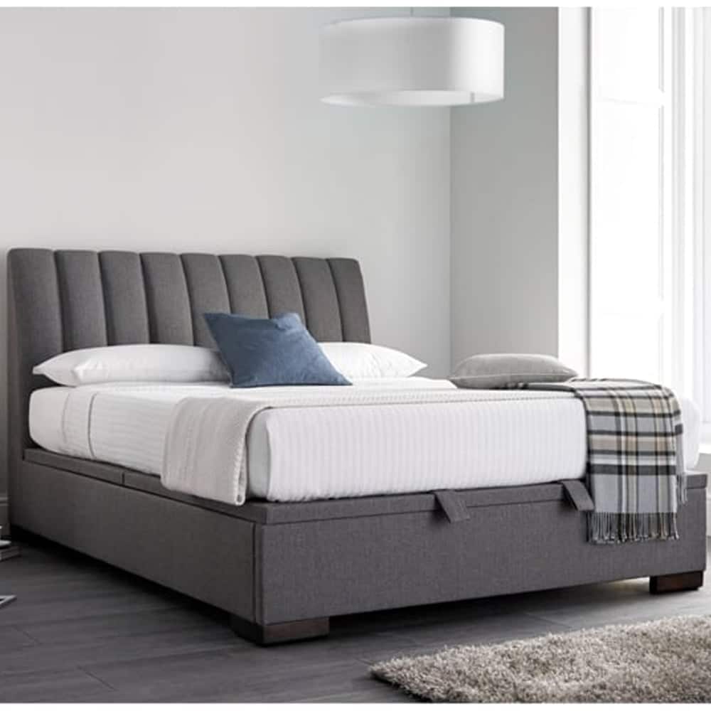 Liberty Fabric Ottoman Storage King Size Bed In Elephant Grey