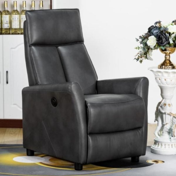 Liberty Faux Leather Electric Recliner Chair In Grey | Bed Sava