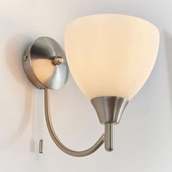 Lightson Matt Opal Glass Wall Light In Satin Chrome