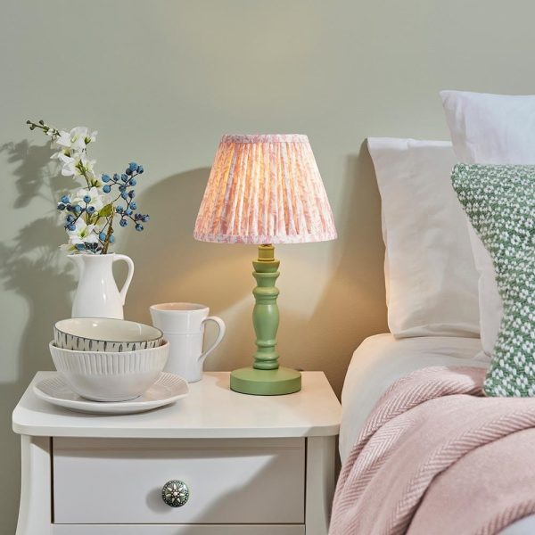 Lincoln Peachy Keen 20cm Shade Wood Table Lamp In Cotswold Green | Bed Sava