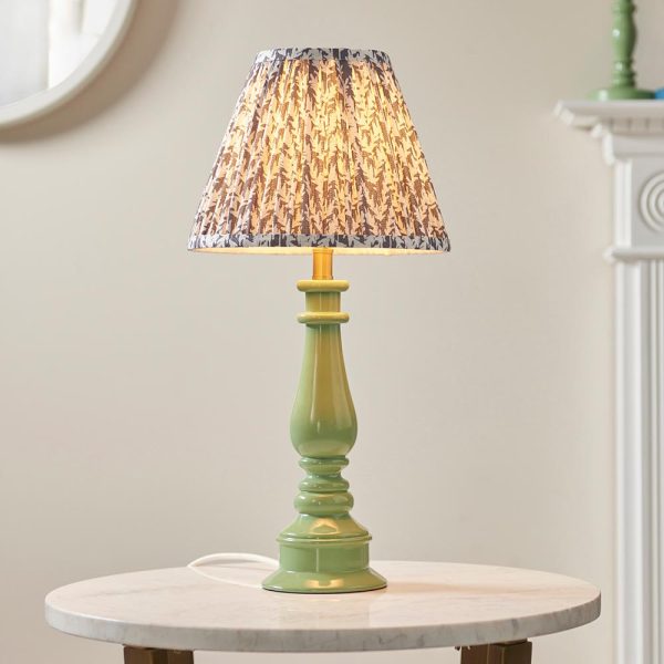 Lincoln Pearl Grey 25cm Shade Resin Table Lamp In Cotswold Green | Bed Sava