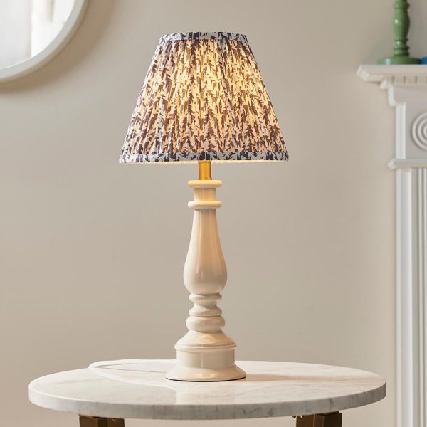 Lincoln Pearl Grey 25cm Shade Resin Table Lamp In Almond White | Bed Sava