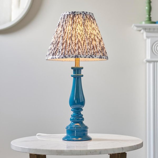 Lincoln Pearl Grey 25cm Shade Resin Table Lamp In Marlin Blue | Bed Sava
