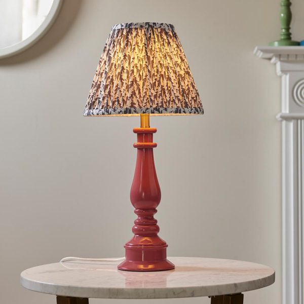 Lincoln Pearl Grey 25cm Shade Resin Table Lamp In Pink Clay | Bed Sava