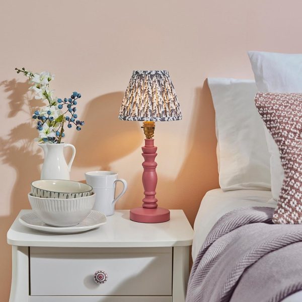 Lincoln Pearl Grey 16cm Shade Wood Table Lamp In Pink Clay | Bed Sava