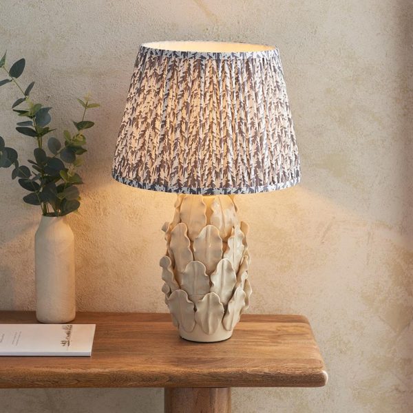 Lincoln Pearl Grey 35cm Shade Ceramic Table Lamp In Ivory | Bed Sava
