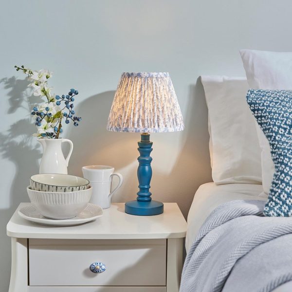 Lincoln Shell Bay Blue 20cm Shade Wood Table Lamp In Marlin Blue | Bed Sava