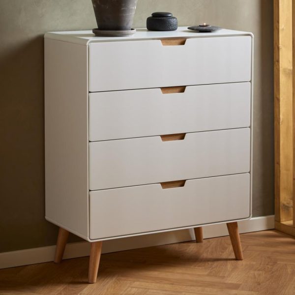 Lincoln Wooden Chest Of 4 Drawers In White And Oak | Bed Sava