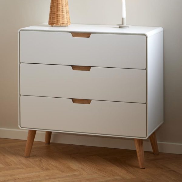 Lincoln Wooden Chest Of 3 Drawers In White And Oak | Bed Sava