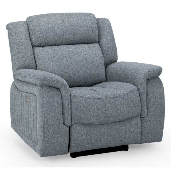 Lindsay Fabric Electric Recliner 1 Seater Sofa In Grey | Bed Sava
