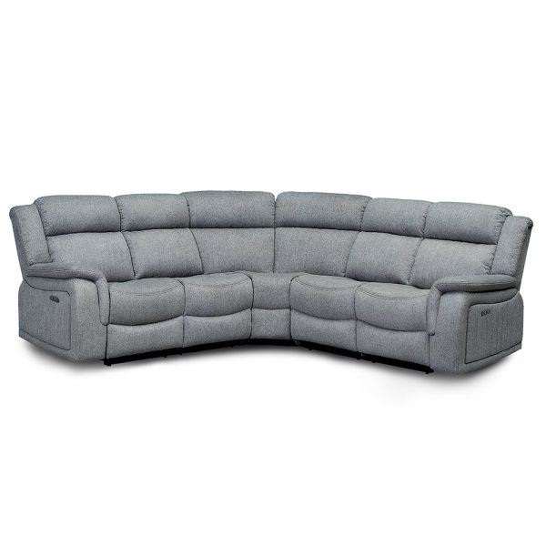 Lindsay Fabric Electric Recliner Large Corner Sofa In Grey | Bed Sava