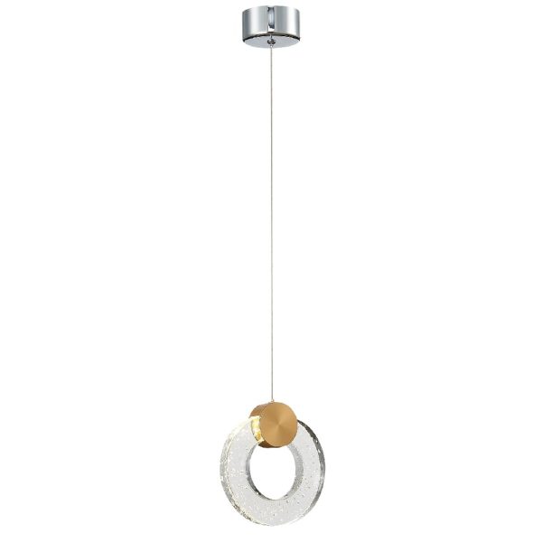 Linton 1 Light Glass Shade Pendant Light In Chrome And Gold | Bed Sava