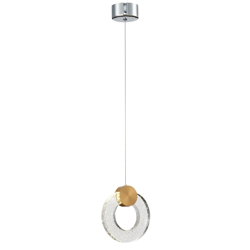 Linton 1 Light Glass Shade Pendant Light In Chrome And Gold
