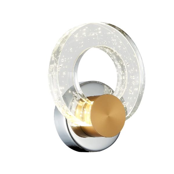 Linton Glass Shade Wall Light In Chrome And Gold | Bed Sava