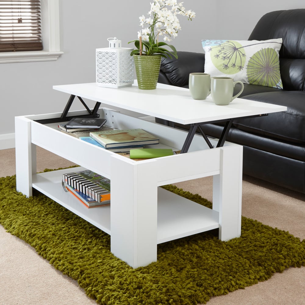 Liphook Wooden Lift Up Coffee Table In White