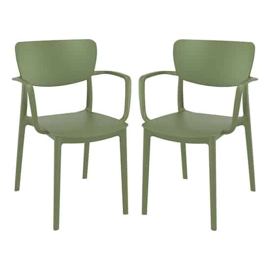 Lisa Olive Green Polypropylene Dining Chairs In Pair