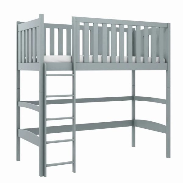 Lititz Wooden Bunk Bed With Bonnell Mattress And Ladder In Grey | Bed Sava