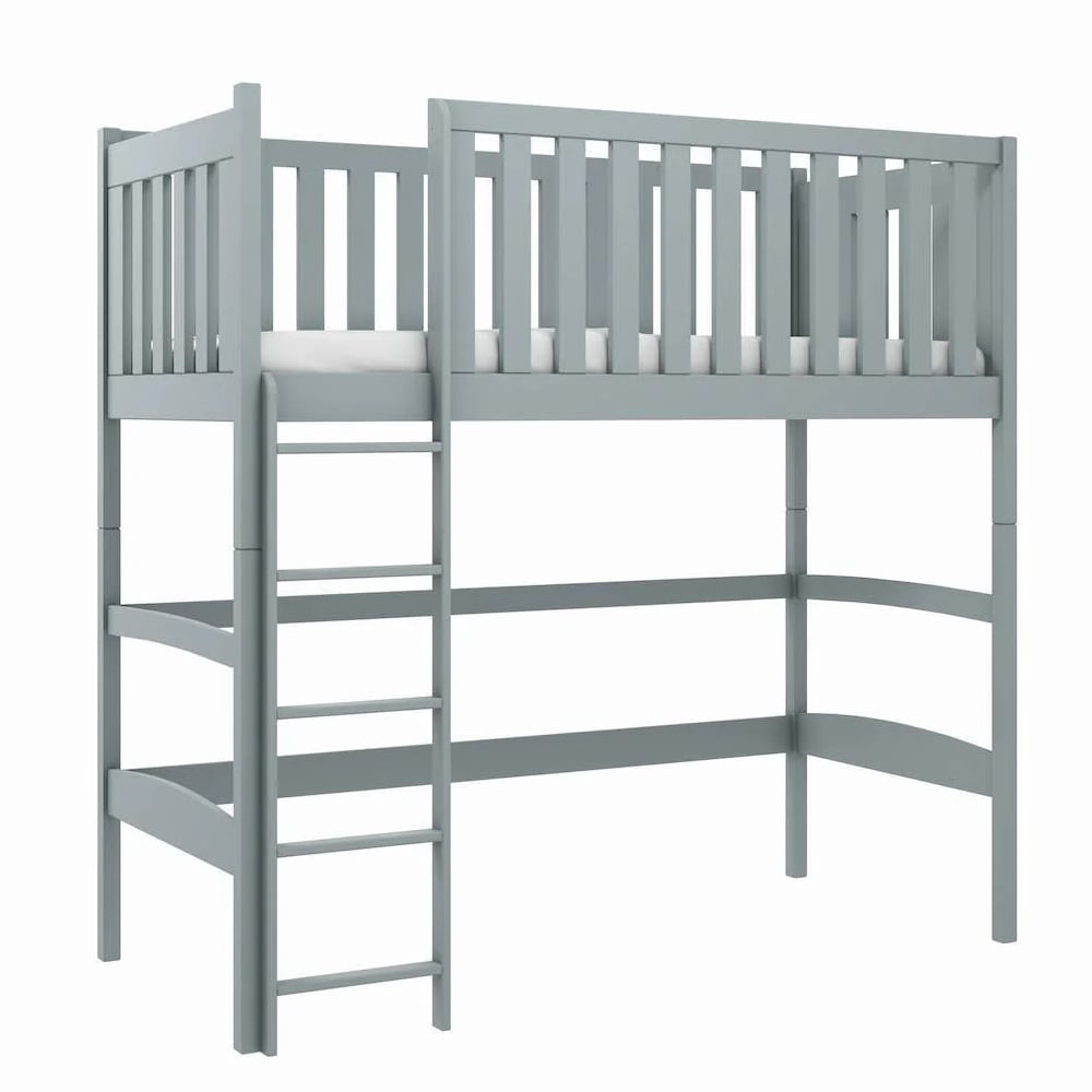 Lititz Wooden Bunk Bed Without Mattress And Ladder In Grey