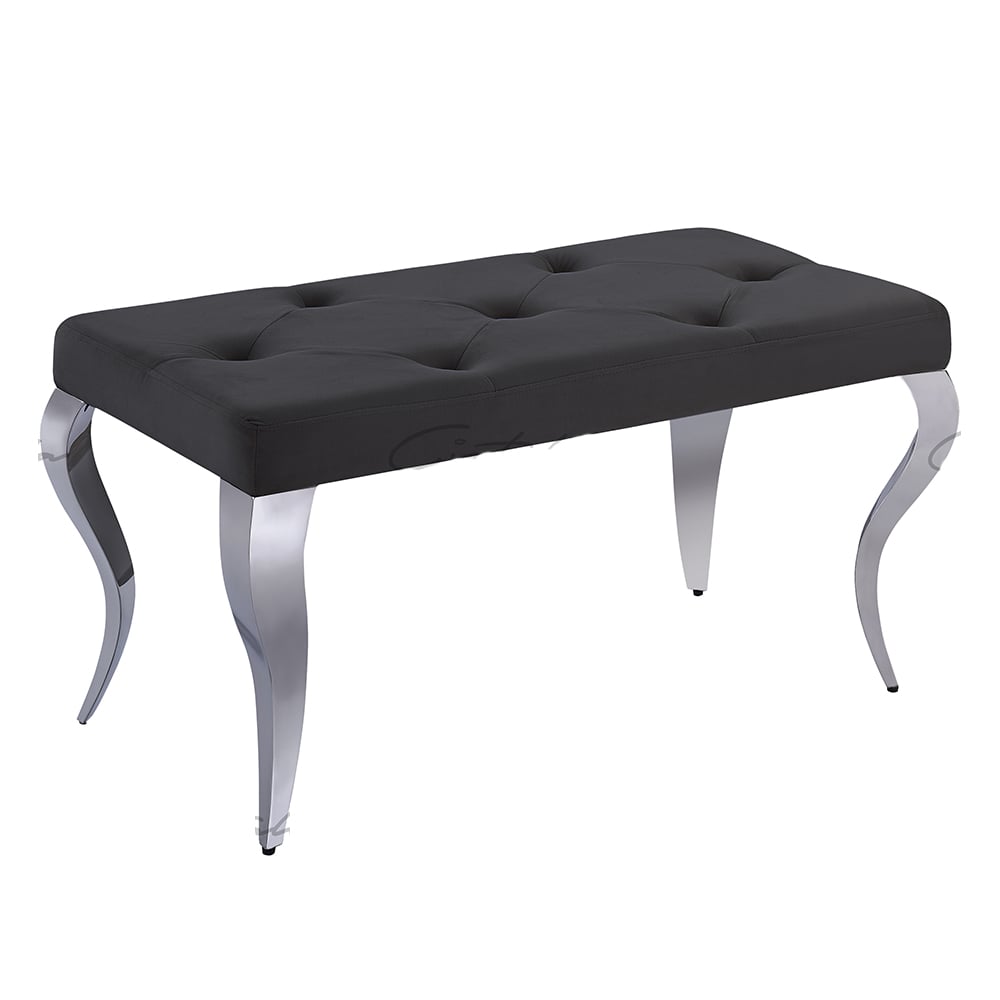 Lloyd Velvet Dining Bench With Steel Legs In Black