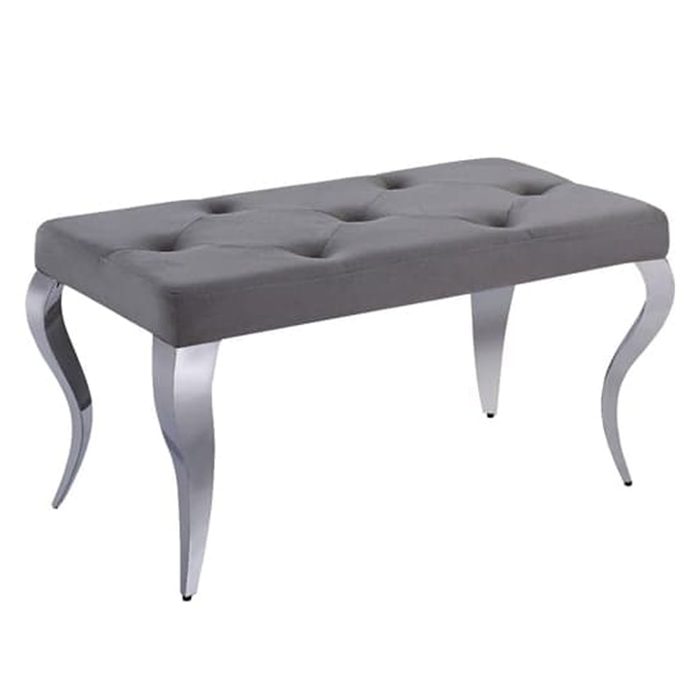 Lloyd Velvet Dining Bench With Steel Legs In Grey
