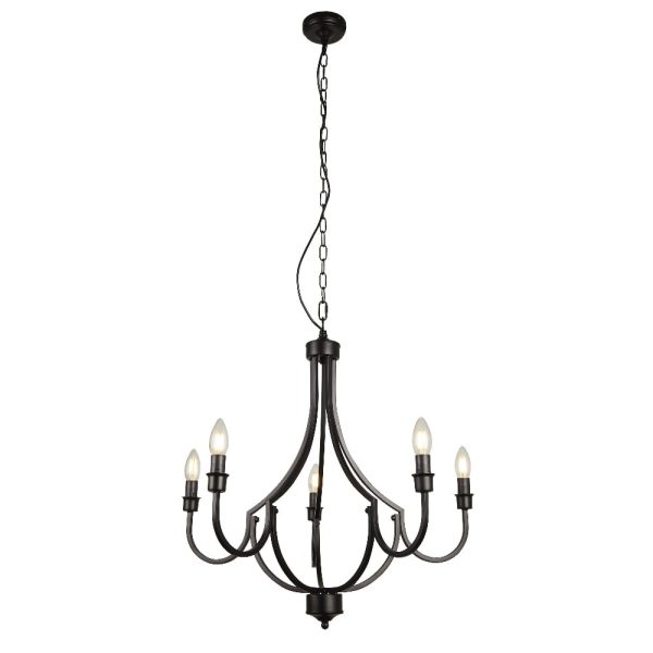 Lodge 5 Light Ceiling Pendant Light In Black | Bed Sava