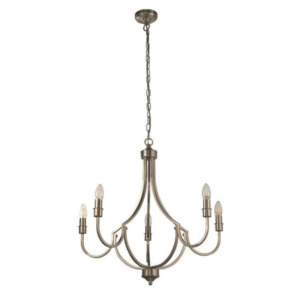 Lodge 5 Light Ceiling Pendant Light In Satin Silver | Bed Sava
