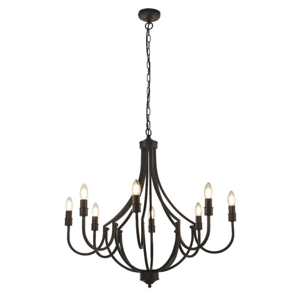 Lodge 8 Light Pendant Light In Black | Bed Sava