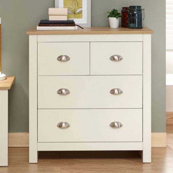 Loftus Wooden Chest Of 4 Drawers In Cream And Oak | Bed Sava