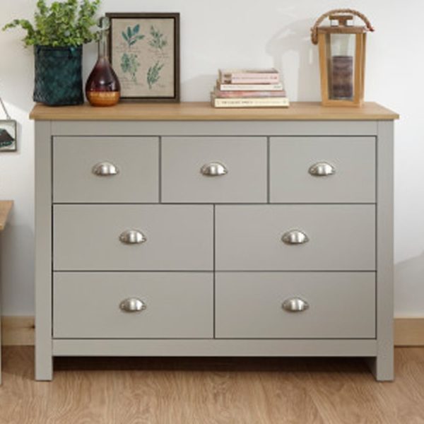 Loftus Wooden Chest Of 7 Drawers In Grey And Oak | Bed Sava